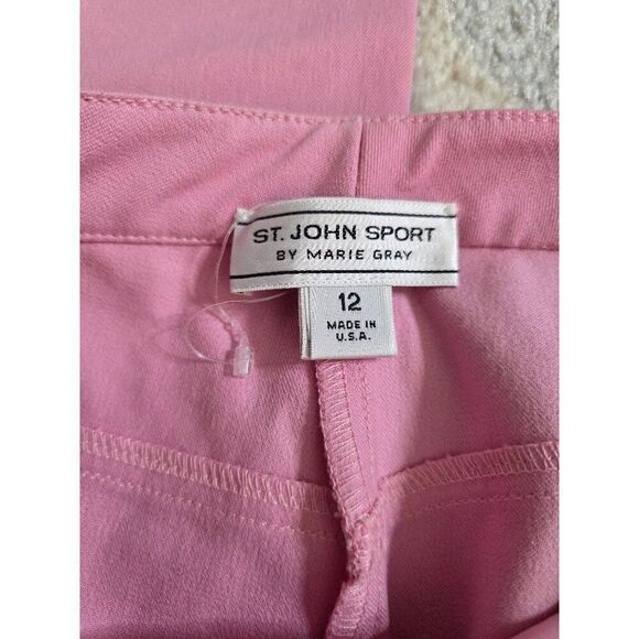 St John Sport by Marie Gray Pink Straight Pant Gold Accents Hardware sz 12 NWOT - Picture 7 of 10